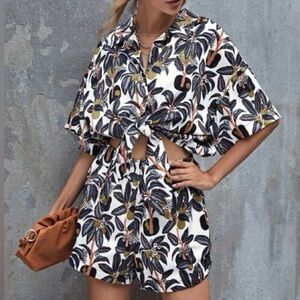 ZARA | rare | Tropical Print Two-Piece Set | Coord